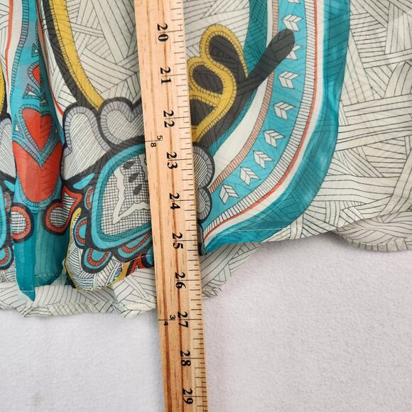 Konrad & Joseph Anthropologie Blouse Women’s SZ SM Aqua Green/Cream EUC - Picture 9 of 10